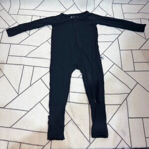 Babalus Bamboo Viscose Zipper Romper 0-3 Months Black Long Sleeve Sleeper